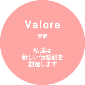 Valore 価値 私達は新しい価値観を創造します